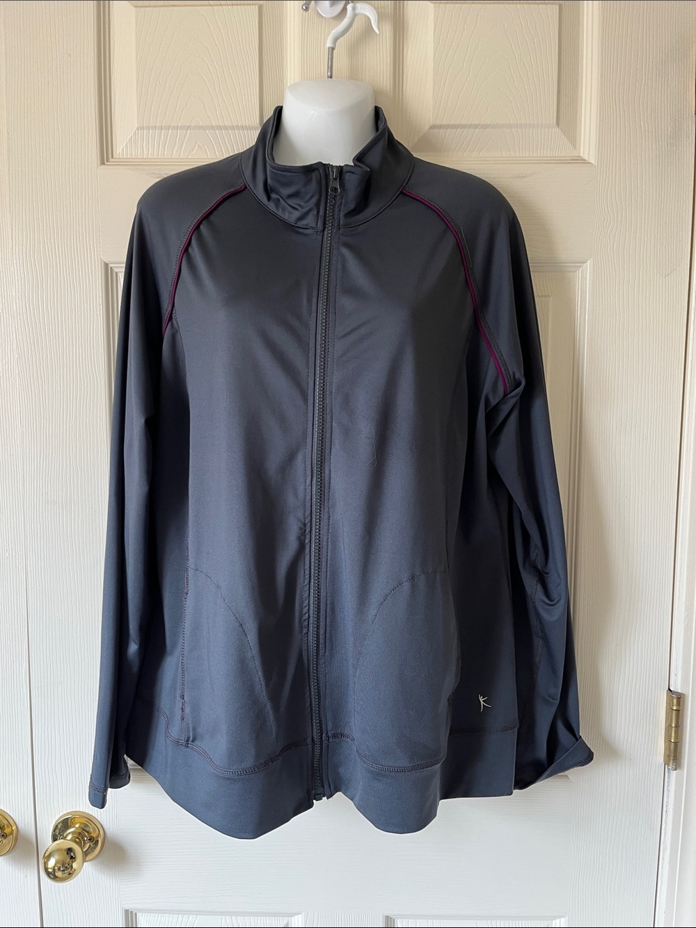Danskin Dark Gray Full-Zip Athletic Jacket with Purple Trim